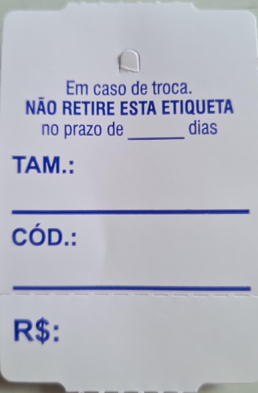 Etiqueta TAG para roupas - comprar em Manaus